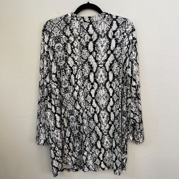 Calvin Klein Womens Plus 3X Black White Snake Print Zip Front Blouse Shirt Top - Picture 7 of 8